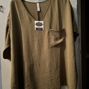Zenana dress shirt. Khaki brown. Brand new